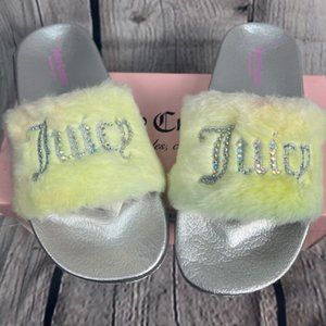 Girls Juicy Couture fuzzy slides, Size 2